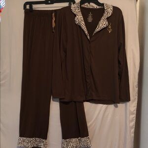 Baby Phat Brown Pajama Set with Zebra Accents